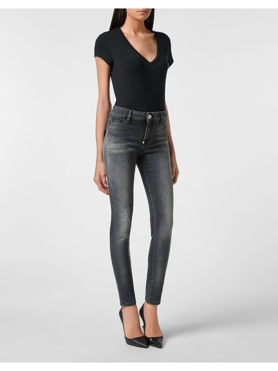 PHILIPP PLEIN PHILIPP PLEIN Jegginsy 1073 Czarny Jegging Fit