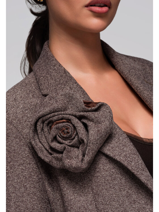 Ombre Ombre Marynarka LW-BLZB-0100 Brązowy Regular Fit