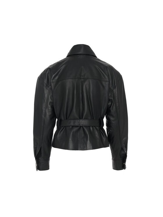 Mimika Mimika Kurtka skórzana Boss Jacket absolute black Czarny Oversize
