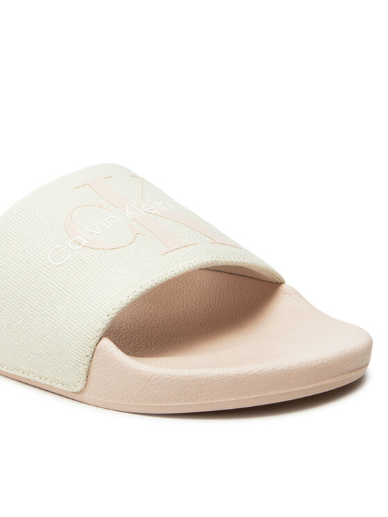 Calvin Klein Jeans Calvin Klein Jeans Şlapi Slide Monogram Co YW0YW00103 Écru