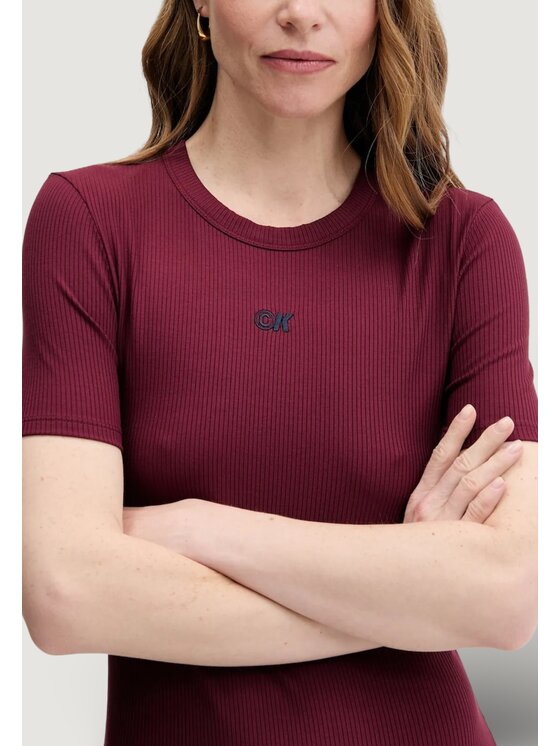 Calvin Klein Jeans Calvin Klein Jeans Vestito da giorno A - MODAL RIB SS DRE Bordeaux Rib Fit
