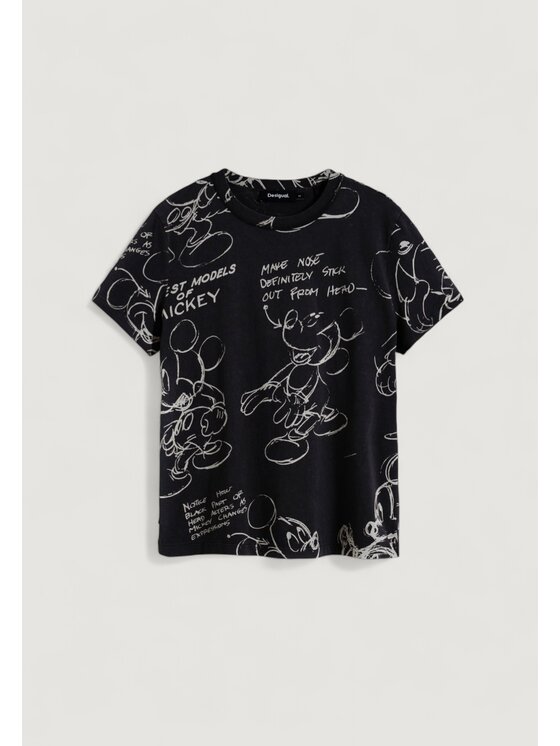 Desigual Desigual T-Shirt TS_MICKEY SKETCH Szary Casual Fit