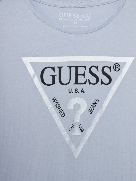 Guess Guess Tricou J73I56 K8HM0 Albastru celest Regular Fit