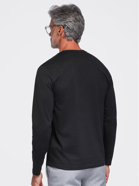 Ombre Ombre Longsleeve OM-LSBL-0143 Czarny Regular Fit