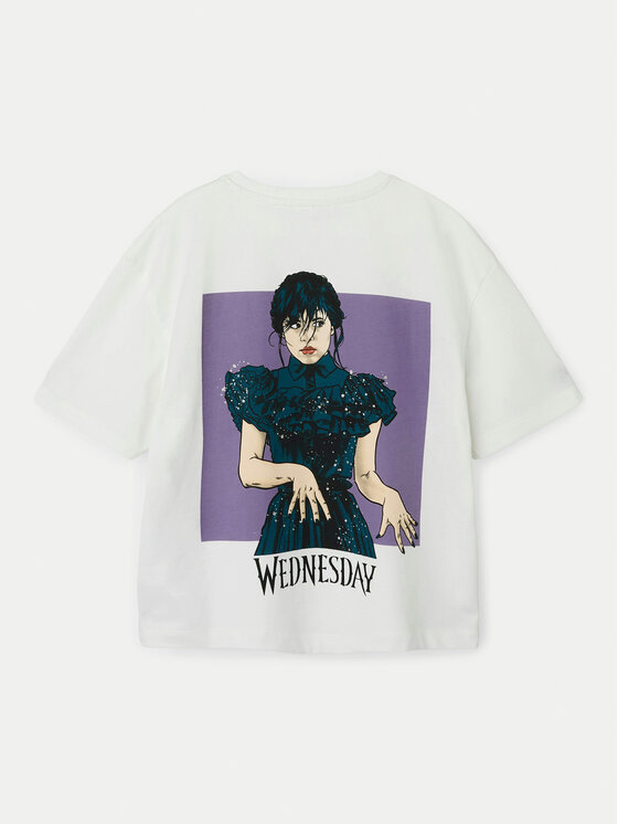 NAME IT NAME IT T-krekls Farra Wednesday 13240881 Balts Standard Fit