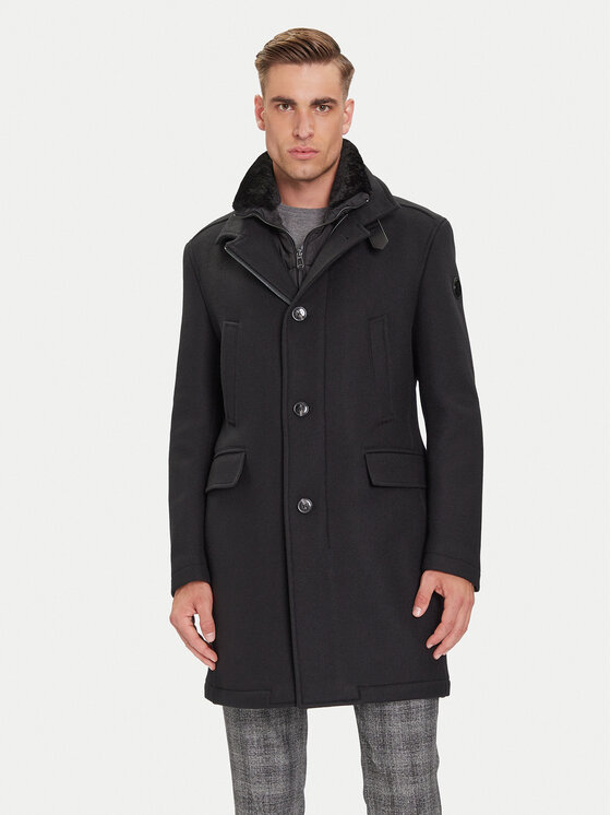 JOOP! JOOP! Volneni plašč 17 JC-36Mikos 30048430 Črna Regular Fit