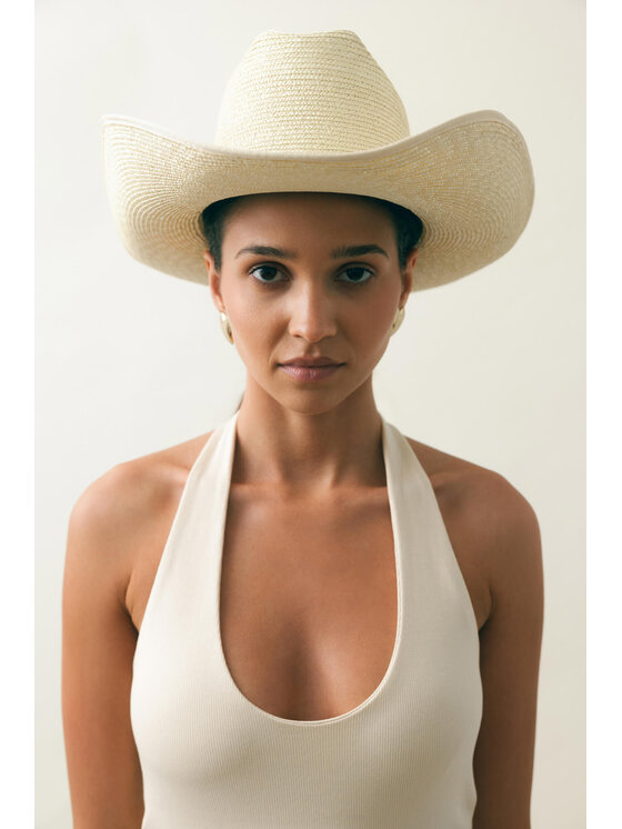 Paris+Hendzel Paris+Hendzel Kapelusz Off White Cowboy Hat Small Brim Beżowy