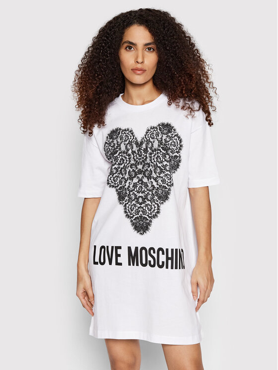 LOVE MOSCHINO Robe de jour W592335M 3876 Blanc Regular Fit Modivo