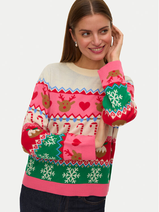 Vero Moda Vero Moda Sweter New Christmas 10334011 Kolorowy Regular Fit
