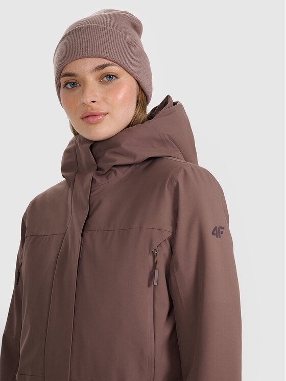 4F 4F Płaszcz przejściowy URBAN COMMUTER Brązowy ciemny Regular Fit