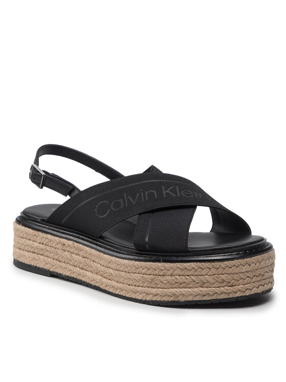 Calvin Klein Espadrilles Flatform Wedge Sndl He HW0HW00688 Noir Modivo