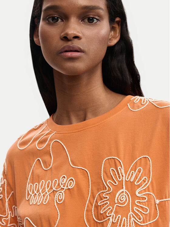 Desigual Desigual Тишърт Genova 26SWTK48 Оранжев Regular Fit