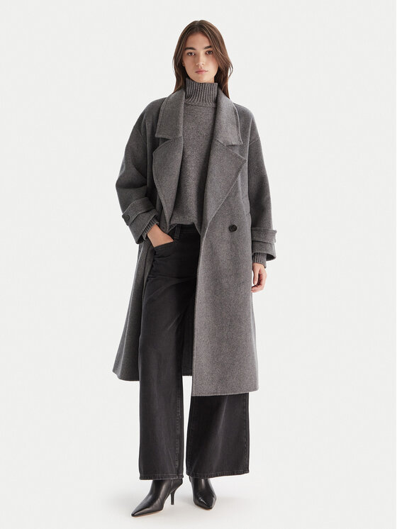 ViCOLO ViCOLO Palton de lână TF0050 Gri Regular Fit