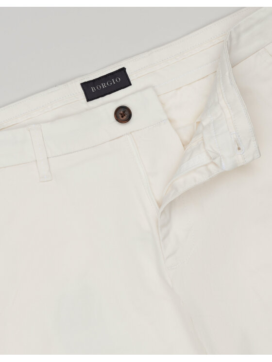 Borgio Borgio Spodnie materiałowe TAVOLETO Biały Slim Fit