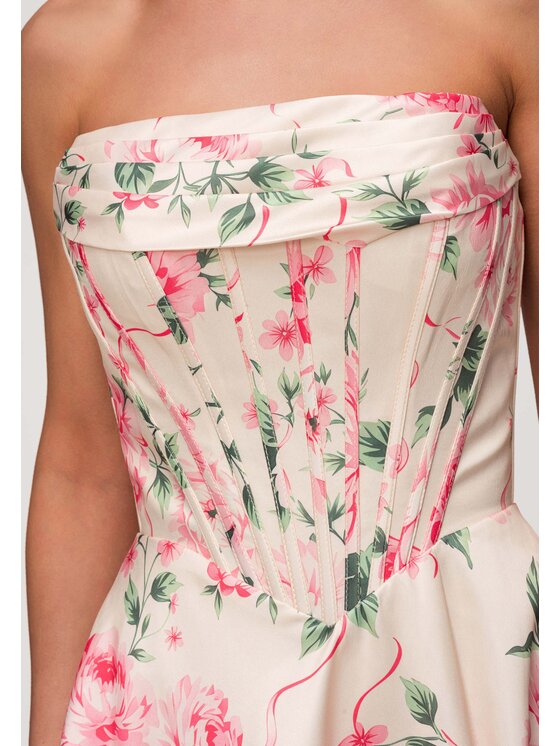 Ombre Ombre Sukienka wieczorowa LA-OM-DLR353 Kremowy A-Line Fit