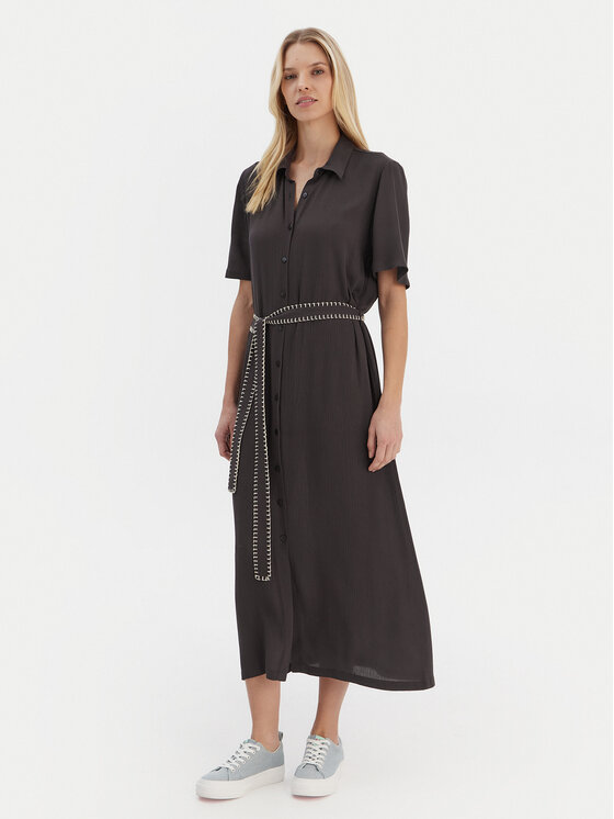 Roxy Roxy Krekla kleita Island Escape Solid ERJWD03884 Pelēks Regular Fit