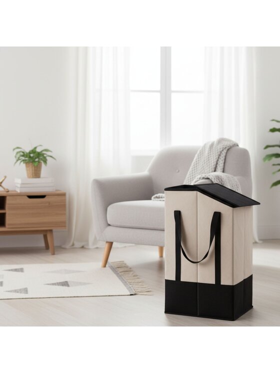 MIAhome MIAhome Kosz łazienkowy na pranie 57x32x30 cm LAVAZZA 45 litrów Beżowy