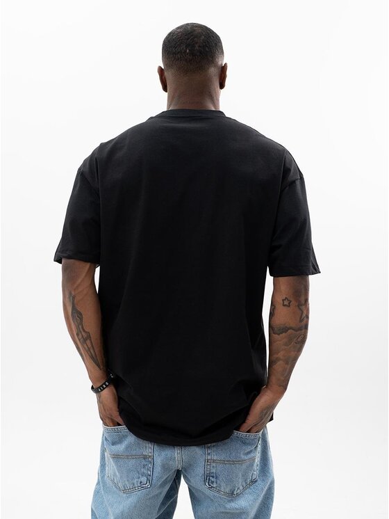 MyStars MyStars T-Shirt Koszulka Z Krótkim Rękawem Oversize Męska Czarna MyStars Bober L Czarny Oversize