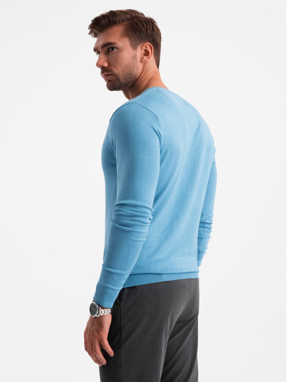 Ombre Ombre Sweter OM-SWBS-0107 Niebieski Regular Fit