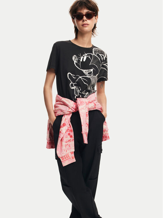 Desigual Desigual Póló Mickey Drawing 24WWTKA1 Fekete Regular Fit