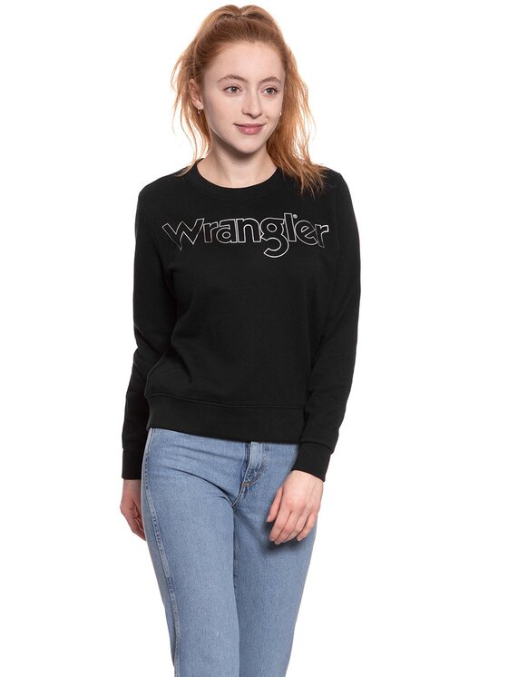 Wrangler Wrangler Bluza CREW SWEAT Czarny Regular Fit