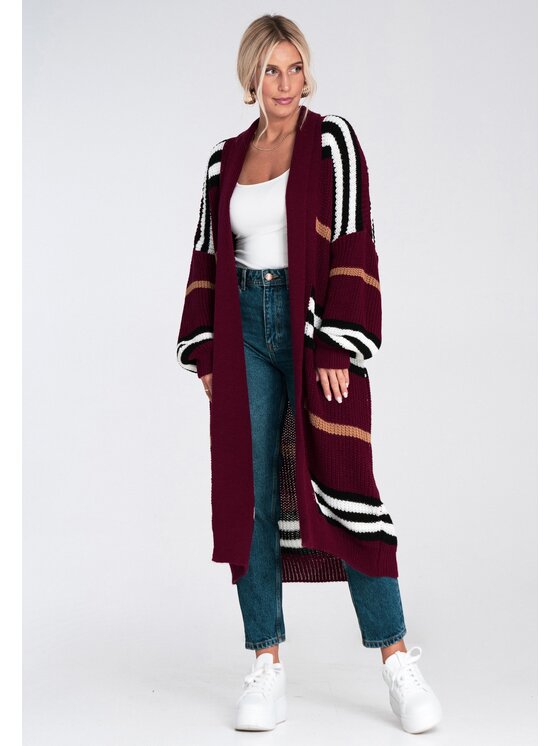 FIGL FIGL Kardigan M1246 Bordowy Regular Fit
