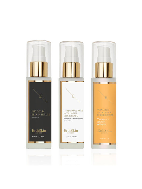 Erthskin London Erthskin London Witamina C + Eliksir Kolagenowy + Serum Kolagenowe - + Eliksir Przeciwzmarszczkowy Serum Zestaw do pielęgnacji