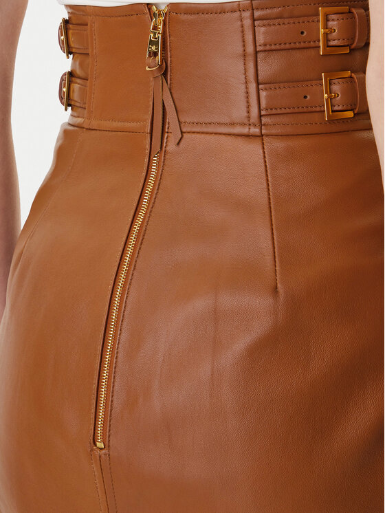 Elisabetta Franchi Elisabetta Franchi Kožená sukně GP-09Z-61E2-V890 Hnědá Regular Fit