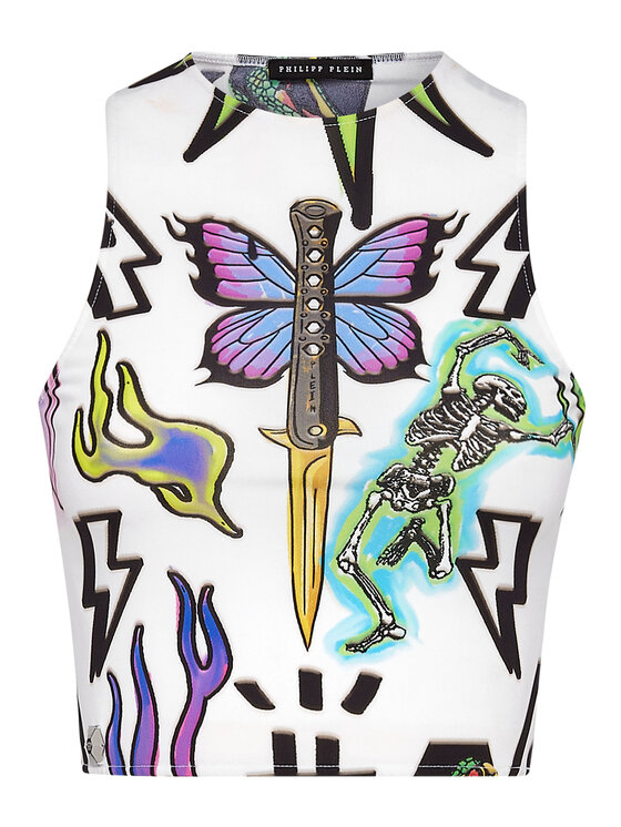 PHILIPP PLEIN PHILIPP PLEIN Tank top 4239 Biały Skin Tight Fit