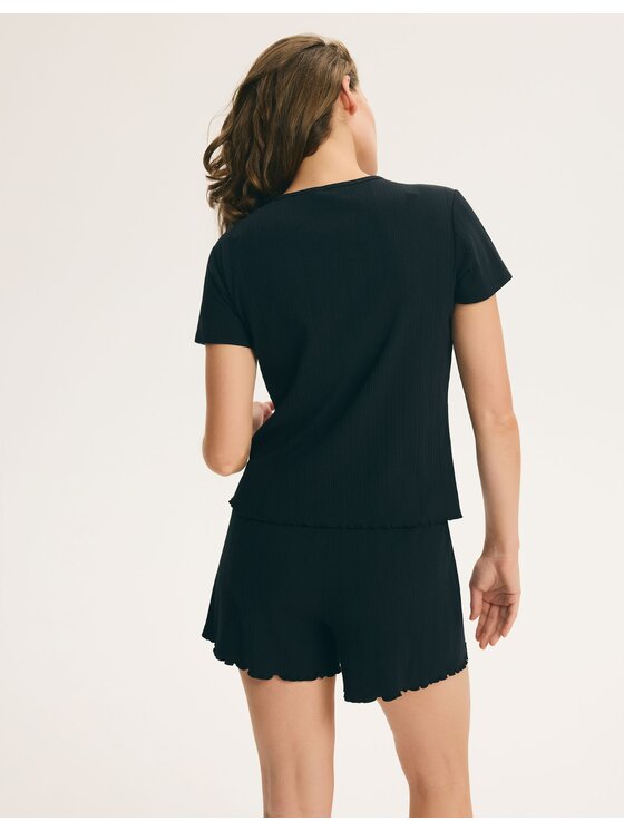 Esotiq Esotiq Piżama 45994 Czarny Regular Fit