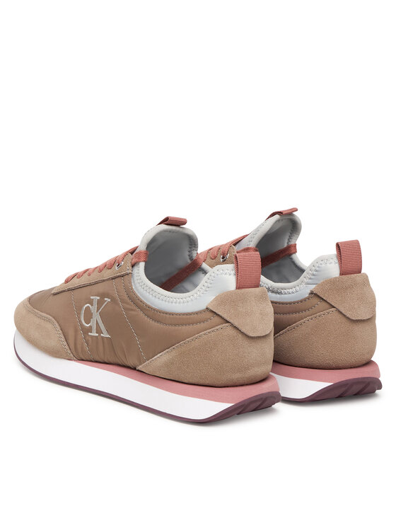 Calvin Klein Calvin Klein Sneakersy Retro Runner Sock Laceup Mix Mat YW0YW02060 Hnedá