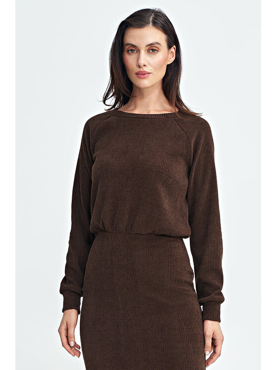 NIFE NIFE Sukienka dzianinowa S260 Brązowy Regular Fit