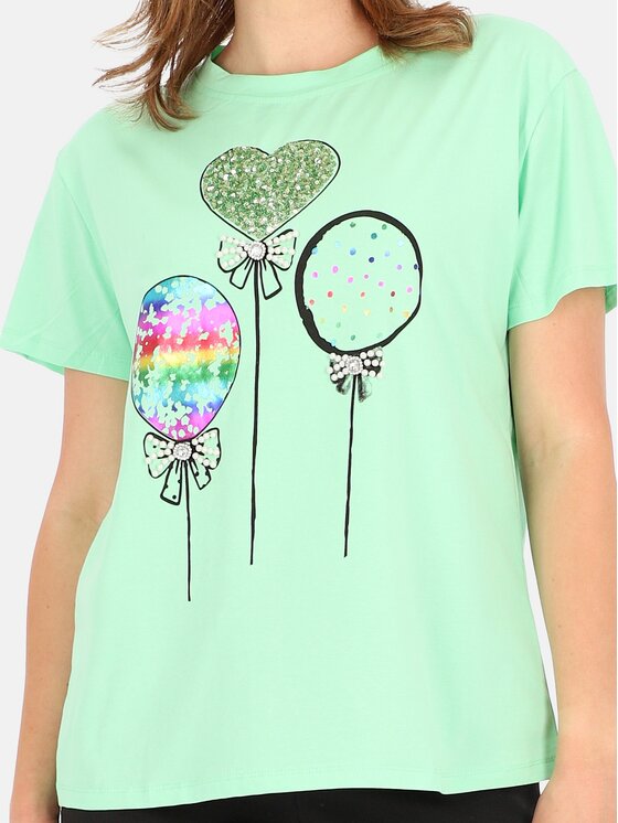 Perso Perso T-Shirt TCE245285F Zelená Regular Fit