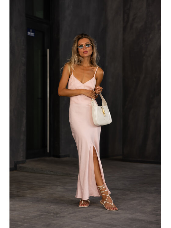 Hottie Hot Hottie Hot Sukienka letnia MARGARET cupro Różowy Slim Fit