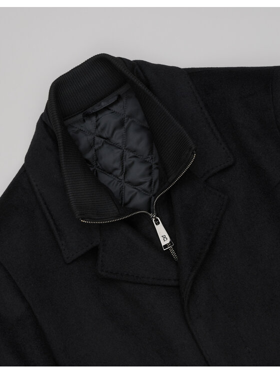 Borgio Borgio Płaszcz wełniany serre_01_c Czarny Slim Fit