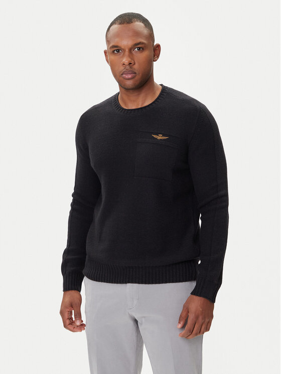 Aeronautica Militare Aeronautica Militare Džemper 252MA1586UL00904 Crna Regular Fit