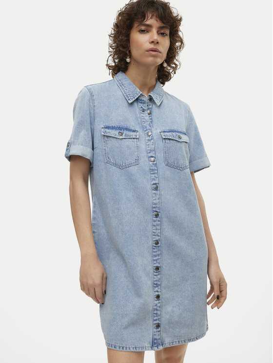 Vero Moda Vero Moda Džinsa kleita Jennie 10309665 Gaiši zila Regular Fit