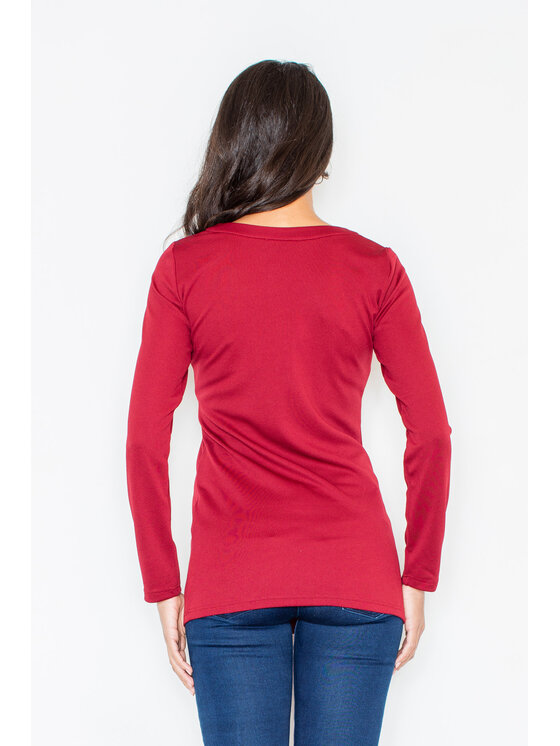 FIGL FIGL Bluzka M156 Bordowy Regular Fit