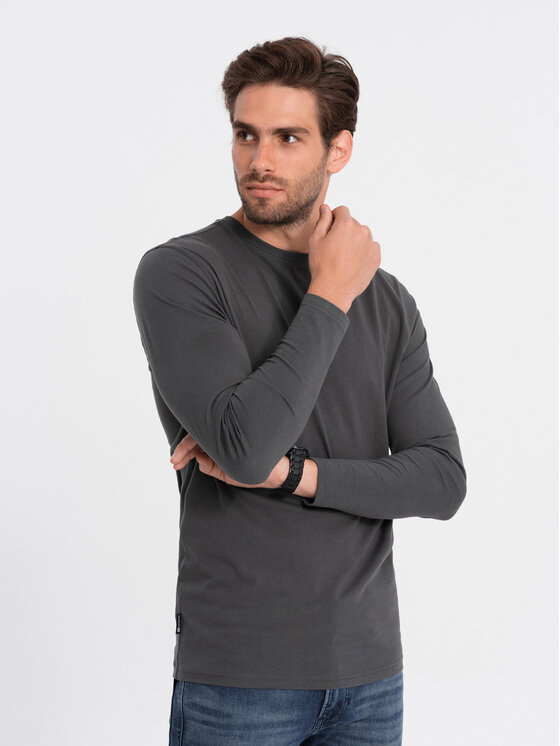 Ombre Ombre S dlouhým rukávem OM-LSBL-0106 Šedá Regular Fit
