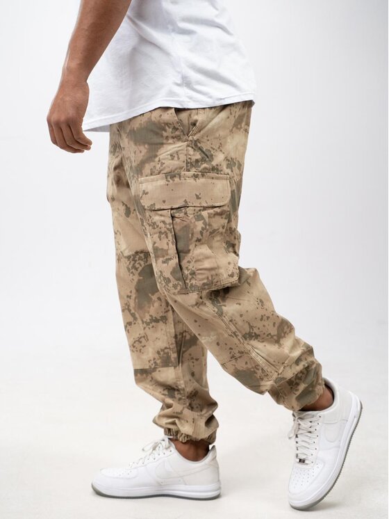 Jigga Wear Jigga Wear Spodnie cargo Spodnie Taktyczne, Polowe, Militarne, Bojówki Męskie Brązowe Camo Jigga Wear XL LONG Beżowy Regular Fit