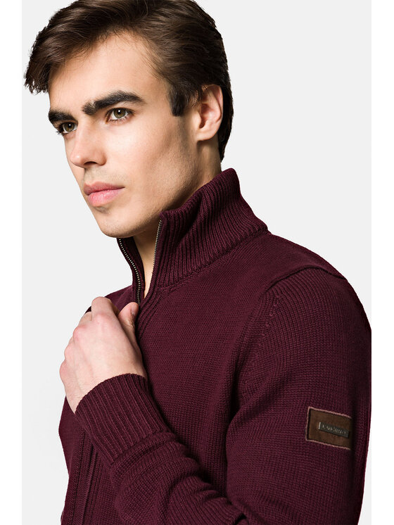 Lancerto Lancerto Kardigan Nate SW073222000061 Bordowy Regular Fit