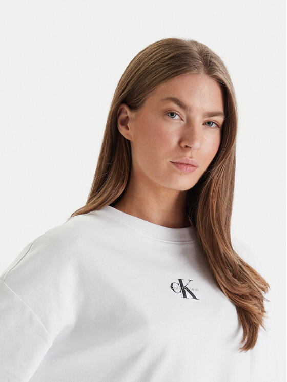 Calvin Klein Jeans Calvin Klein Jeans Džemperis Monologo LV047E211G Balta Oversize