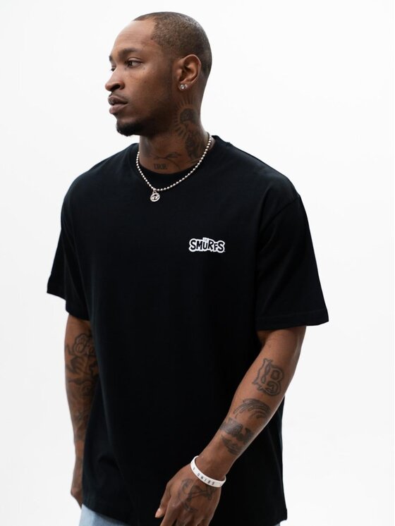 Smerfy Smerfy T-Shirt Szeroka luźna 127669 Czarny Oversize