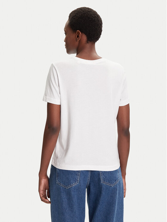 Gant Gant T-Shirt Bisiklet Yaka 4200277 Biały Regular Fit