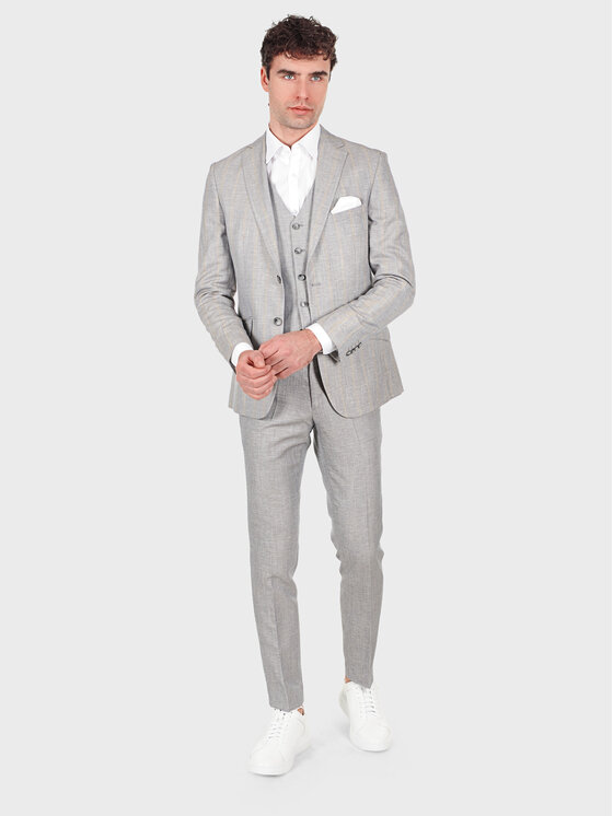 Evenemen Evenemen Spodnie garniturowe OVO BEIGE Szary Slim Fit