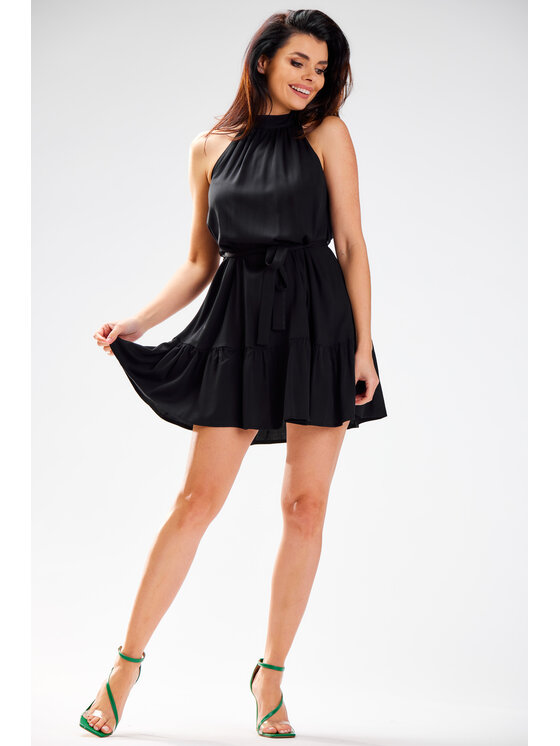 Awama Awama Sukienka letnia A580 Czarny Basic Fit