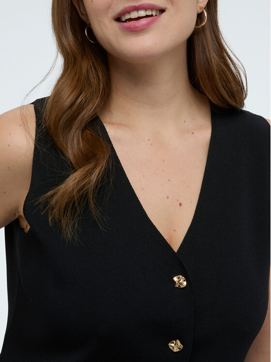 Fiorella Rubino Fiorella Rubino Kamizelka M089L008362N033 Czarny Regular Fit