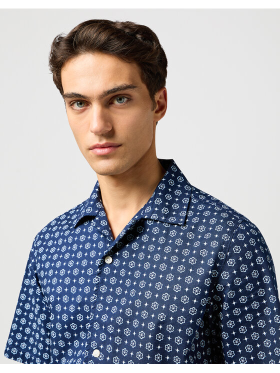Wrangler Wrangler Koszula SS RESORT SHIRT 112362763 Granatowy Regular Fit