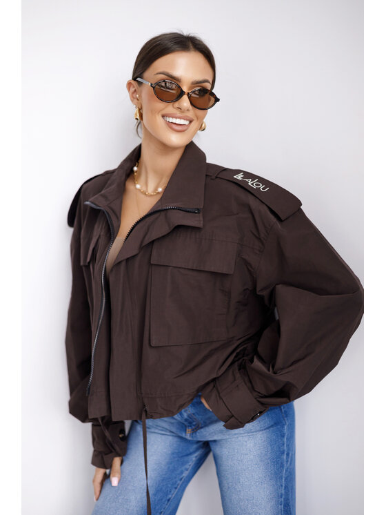 LilaLou LilaLou Kurtka bomber Lilka Brązowy Regular Fit