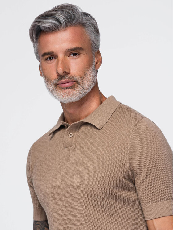 Ombre Ombre Polo OM-POSS-0178 Brązowy Regular Fit